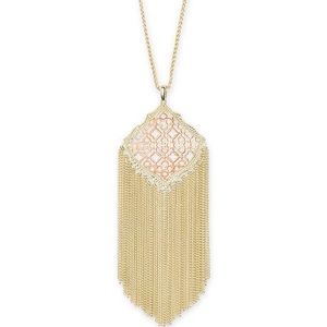 Kendra Scott Kingston Gold Long Pendant Necklace in Rose Gold Filigree Mix